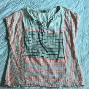 Ace&jig tunic top neon pink and cream size medium